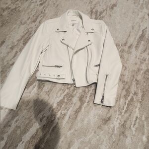 Blank NYC White Faux Leather Moto Jacket Asymmetrical Zipper